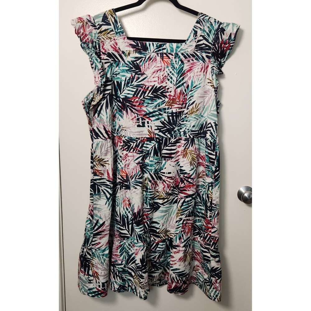 Beach Lunch Lounge Cotton Linen Blend XL Knee‎ Length Dress Summer Vacation